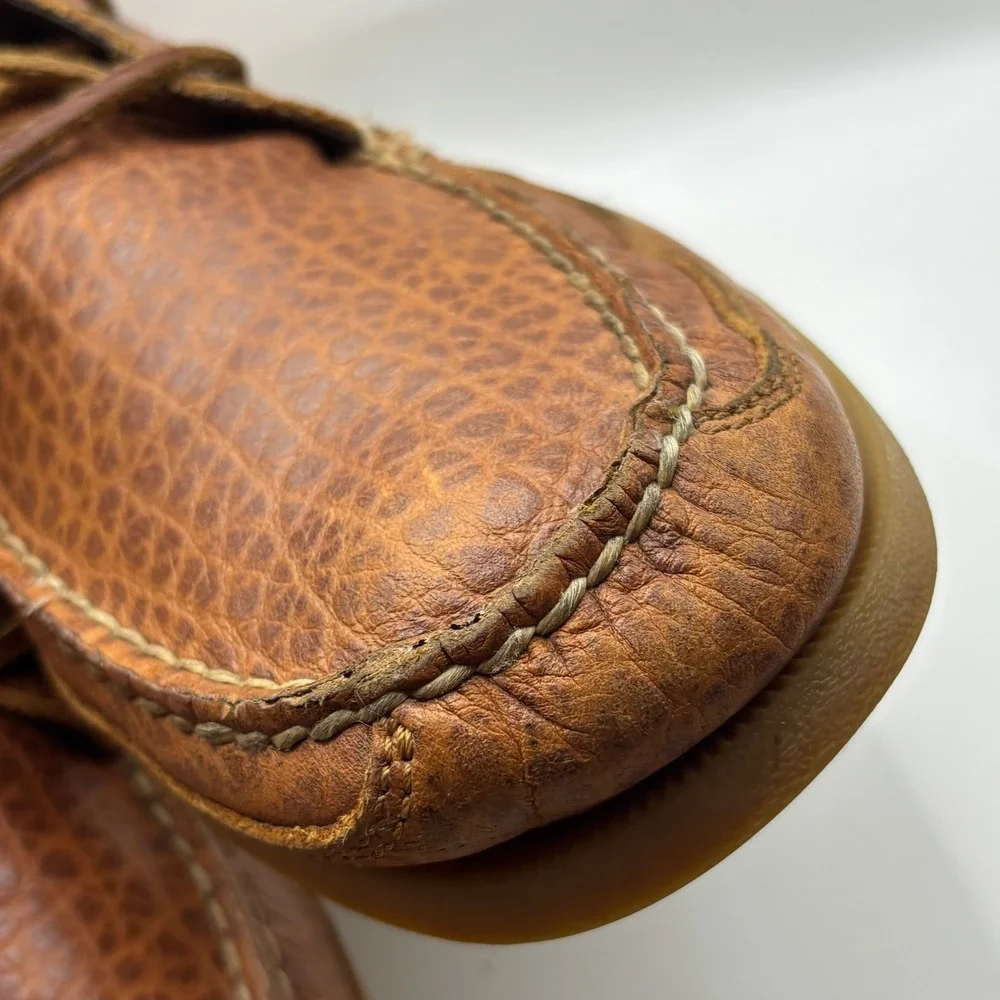 Chukka Boots Sperry 14 Brown Pebbled Leather Moc Toe Cabin Rugged Shoe Preppy